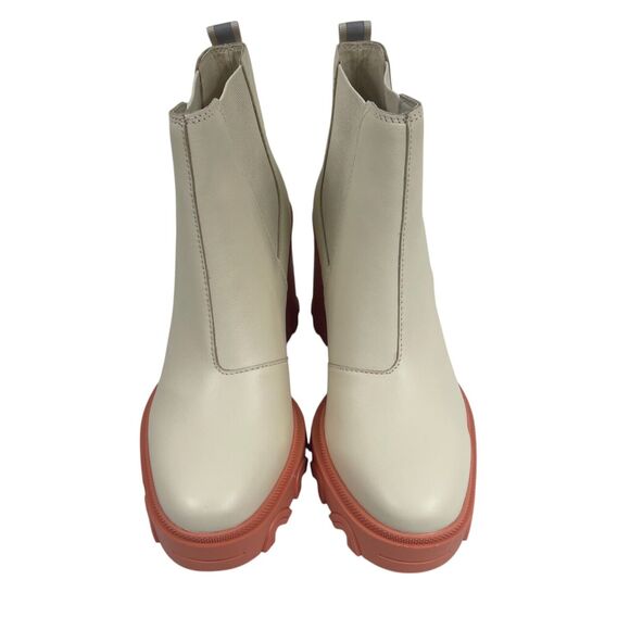 Sorel Brex Chunky Heel Lug Sole Chelsea Boots Sz 10 Waterproof Ivory Orange - Picture 3 of 7